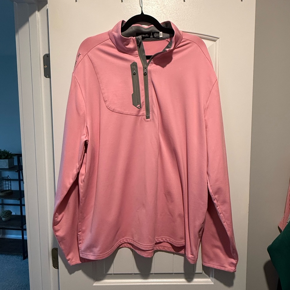 Ralph Lauren RLX Pink and Gray Quarter-Zip Pullover